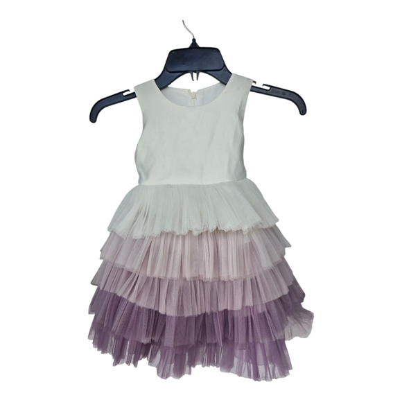 Miss Ayisigi Ruffles Tulle Tiered Baby Girl Dress 2T-3T Purple White - Picture 1 of 13